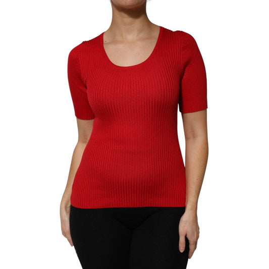 Dolce & Gabbana Red Round Neck Short Sleeves Pullover Top TSH90679-42