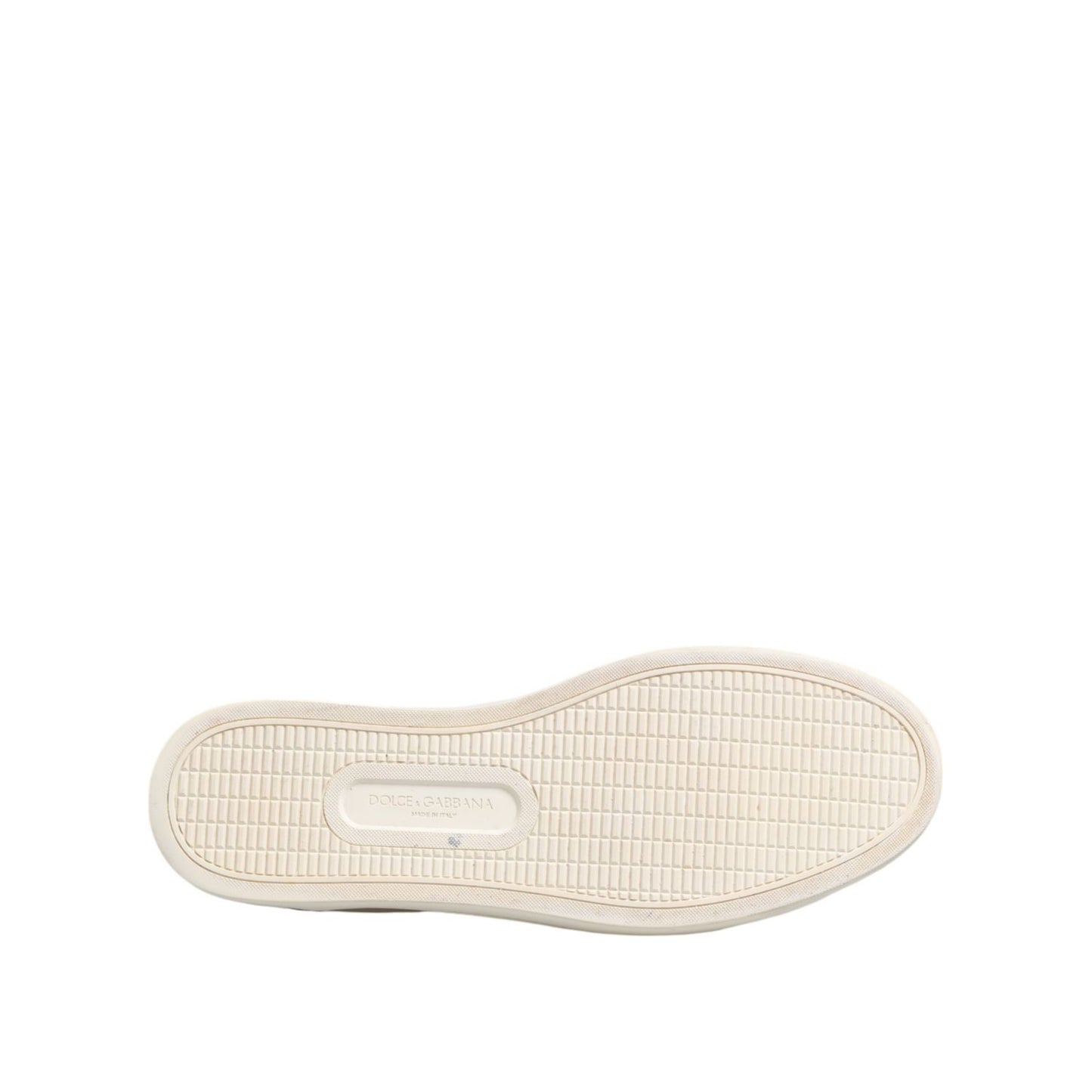 Dolce & Gabbana White Leather Printed Low Top Sneakers Shoes