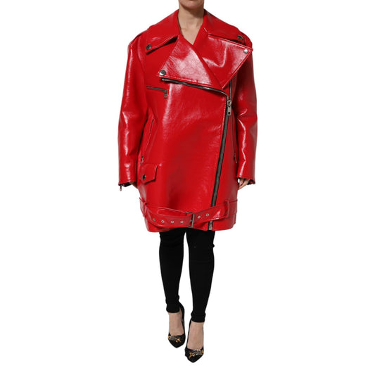 Dolce & Gabbana Red Lambskin Full Zipper Jacket
