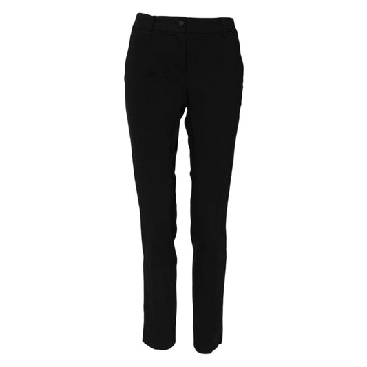 Dolce & Gabbana Black Wool Mid Waisted Tapered Dress Pants PAN74761-36