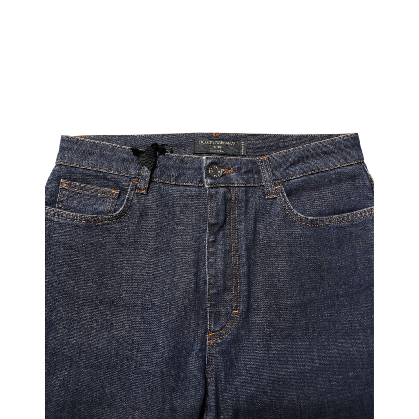 Dolce & Gabbana Blue Queen Patch AUDREY Mid Waist Denim Jeans