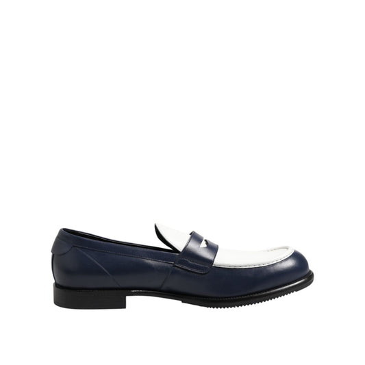 Dolce & Gabbana Black White Leather Slip On Loafers Men Dress Shoes