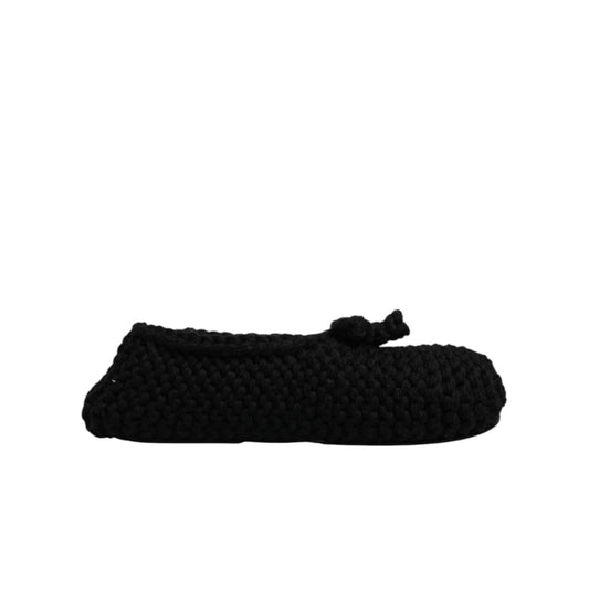 Dolce & Gabbana Black Wool Slip On Flats Ballerina Shoes MV7520-37