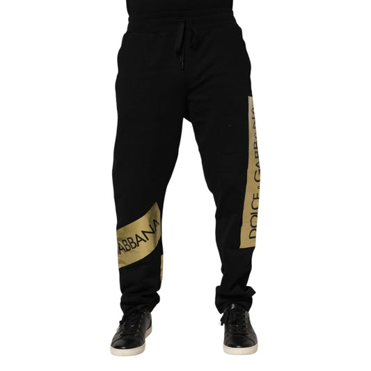 Dolce & Gabbana Black Cotton Logo Tape Men Jogger Pants PAN76218-56