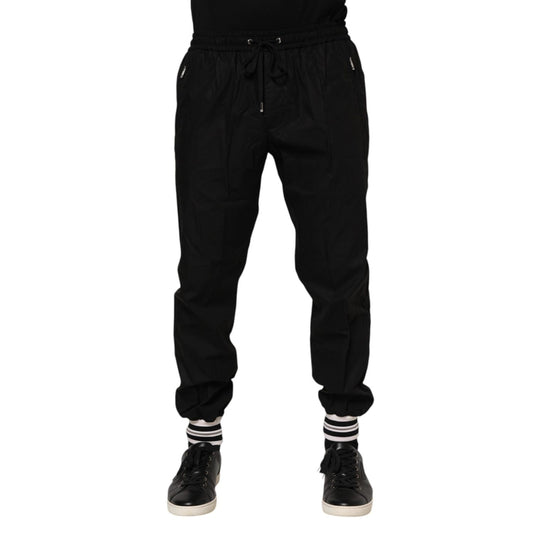 Dolce & Gabbana Black Cotton Logo Tape Men Jogger Pants PAN76248-52