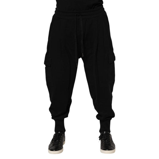 Dolce & Gabbana Black Cotton Logo Jogger Sweatpants Pants PAN76326-56
