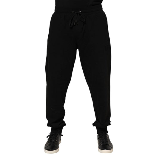 Dolce & Gabbana Black Cotton Logo Tape Men Jogger Pants PAN76327-54