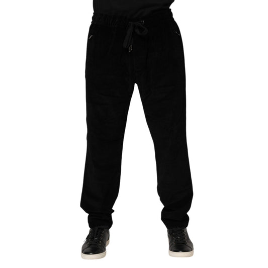Dolce & Gabbana Black Cotton Men Jogger Sweatpants Pants PAN76335-56