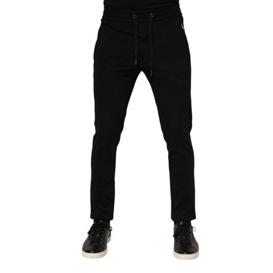 Dolce & Gabbana Black Viscose Drawstring Men Jogger Pants PAN76336-44
