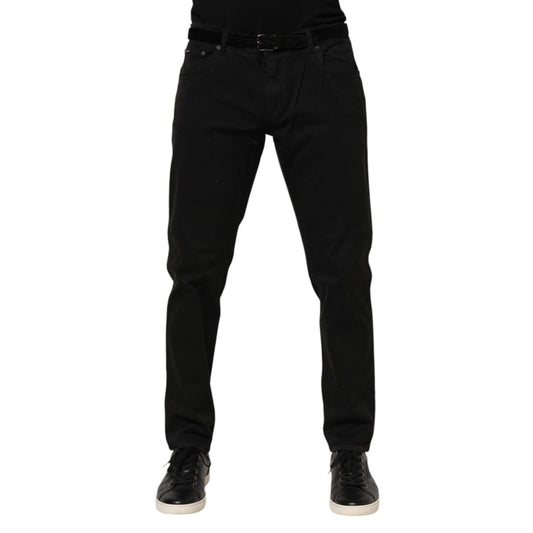 Dolce & Gabbana Black Cotton GOLD Skinny Denim Jeans PAN76345-54