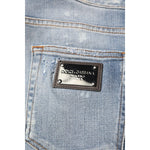 Dolce & Gabbana Blue Cotton Tattered Slim Fit Men Denim Jeans PAN76359-50