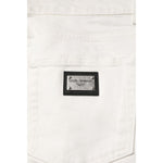 Dolce & Gabbana White Cotton Logo Plaque Slim Fit Denim Jeans