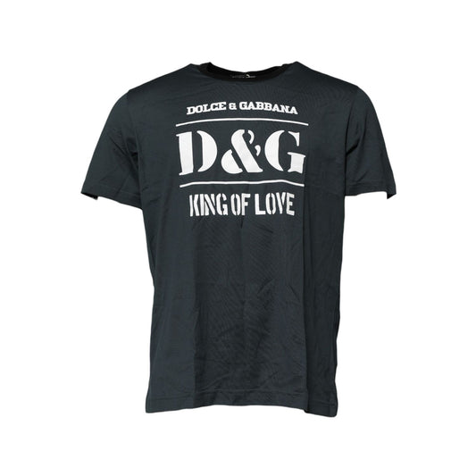 Dolce & Gabbana Black Cotton Printed Short Sleeves T-shirt TSH906968-56
