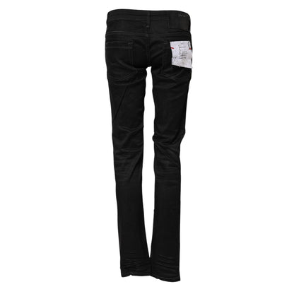 Acht Black Cotton Slim Fit Denim Low Waist Denim Jeans