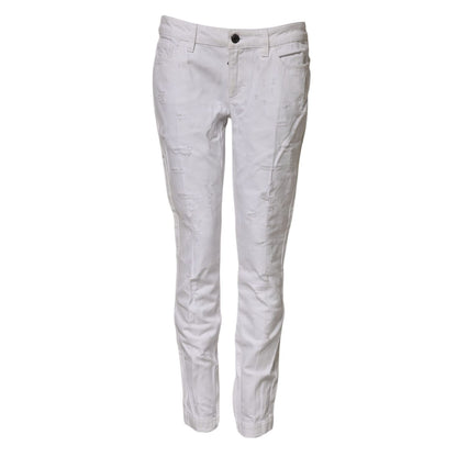 Dolce & Gabbana White Cotton Mid Waisted Women Denim Jeans