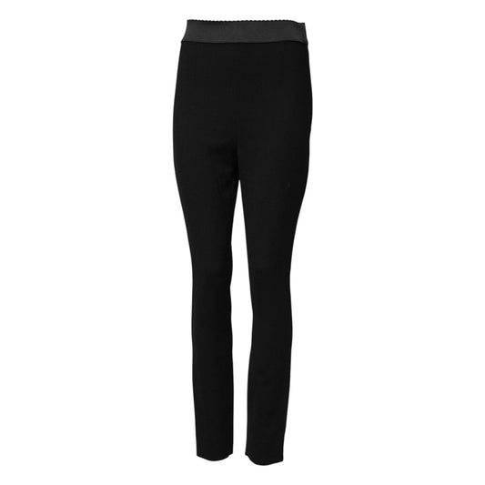 Dolce & Gabbana Black Wool Leggings Stretch Pants PAN75987-40