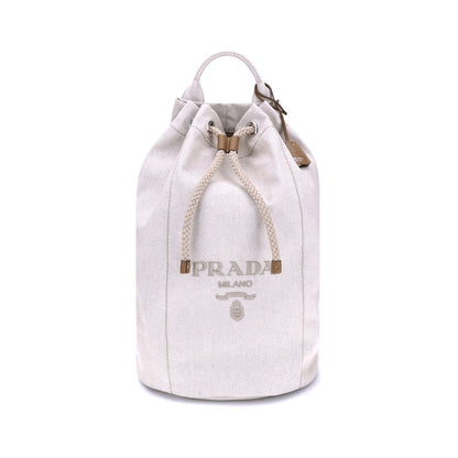 Prada White Cotton Backet Bag
