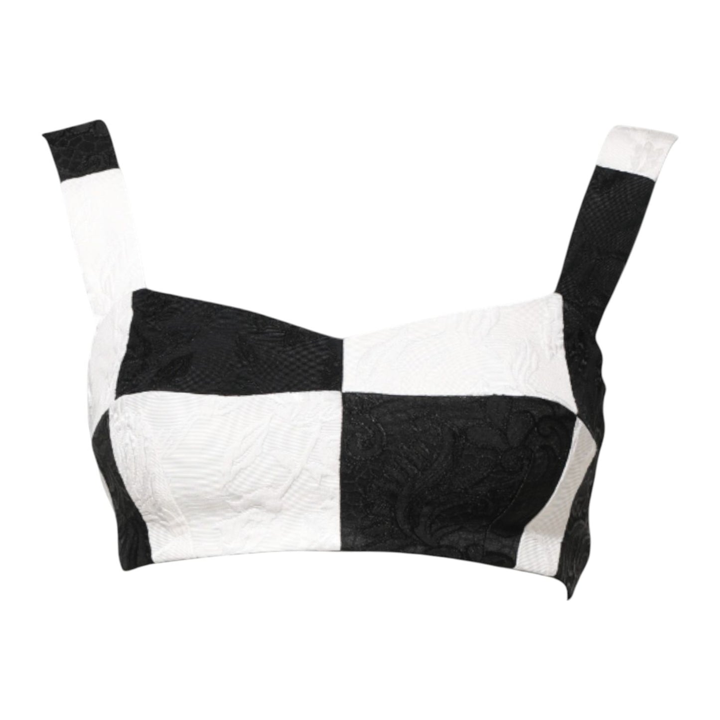 Dolce & Gabbana Black White Cropped Bustier Corset Bra Top