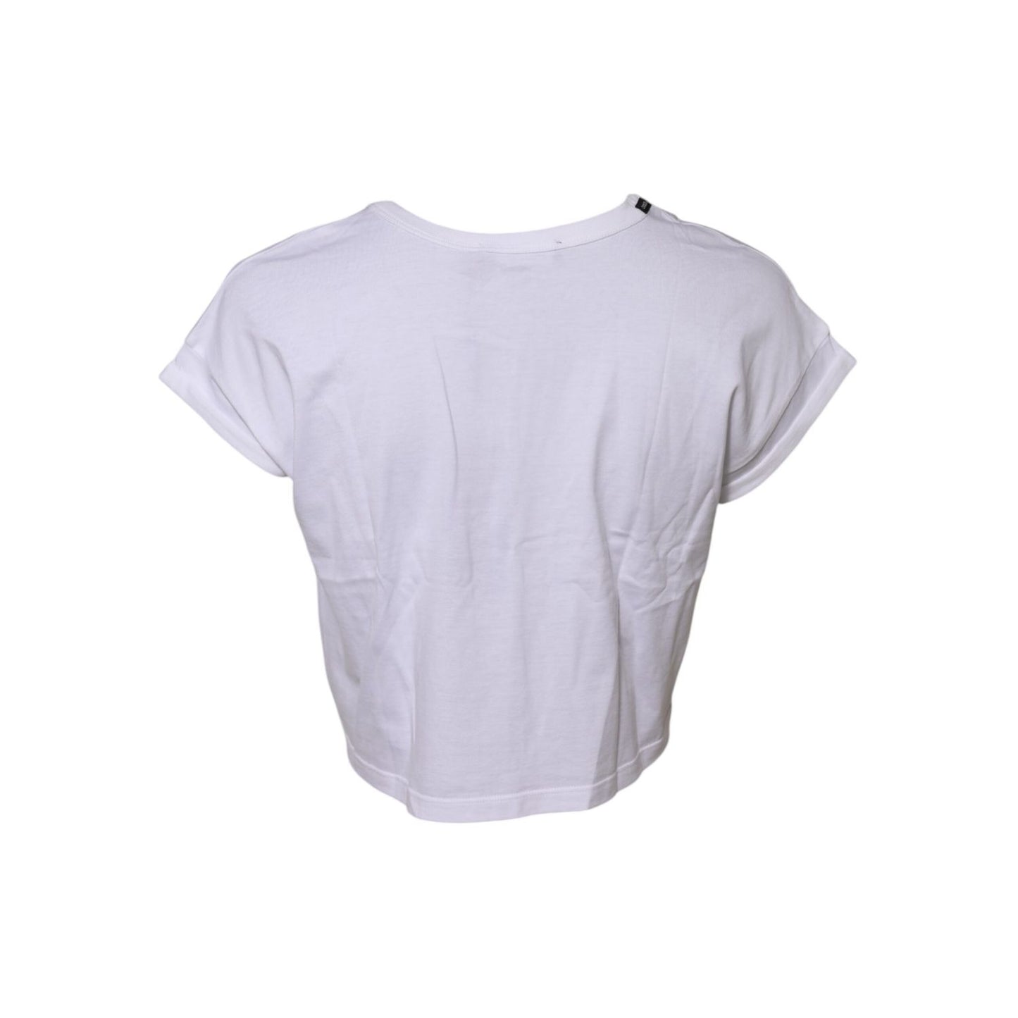 Dolce & Gabbana White Cotton Short Sleeves Cropped T-shirt