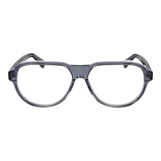 Guess Gray Men Glasses Frame in grey acetate aviator style with demo lenses, full-rim, 56-14-145 size, includes branded case.