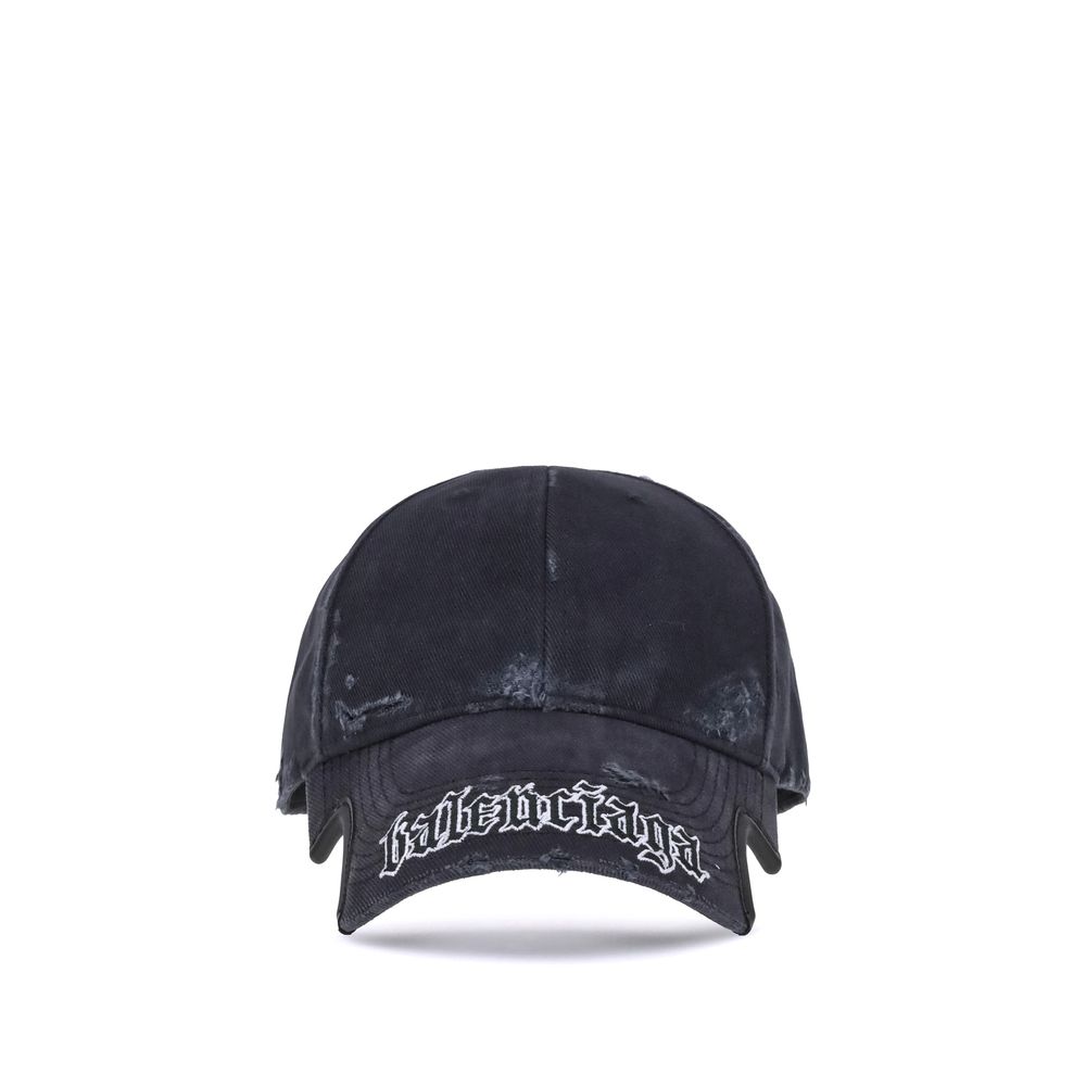 Balenciaga Black Cotton Cap (Baseball Hat)