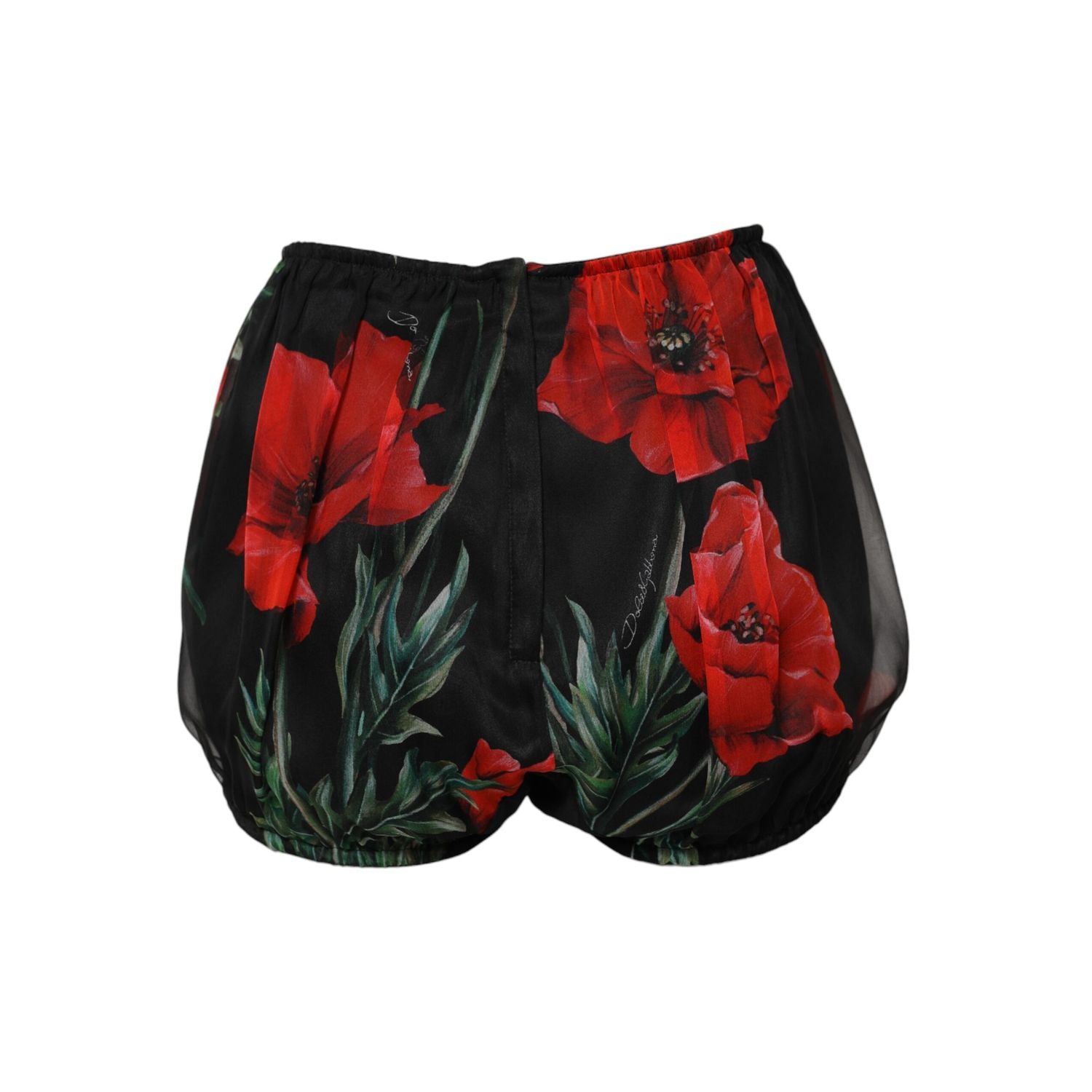 Dolce & Gabbana Black Floral High Waist Women Hot Pants Shorts