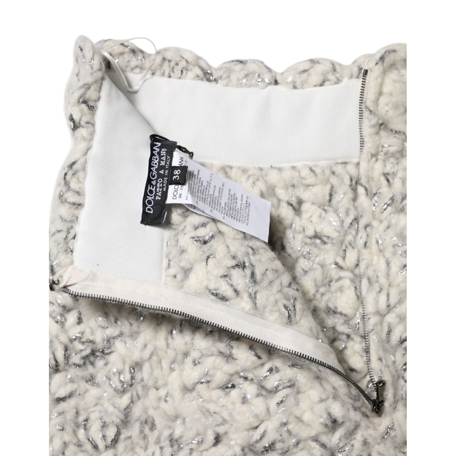 Dolce & Gabbana Metallic Bouclé Knit Cashmere Ruffled Shorts