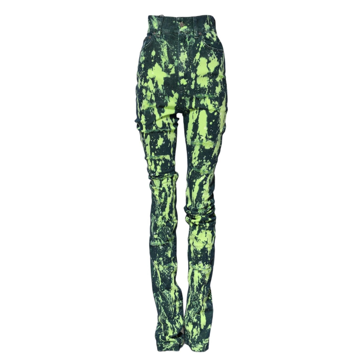 Dolce & Gabbana Green Color Splash High Waist Denim Jeans