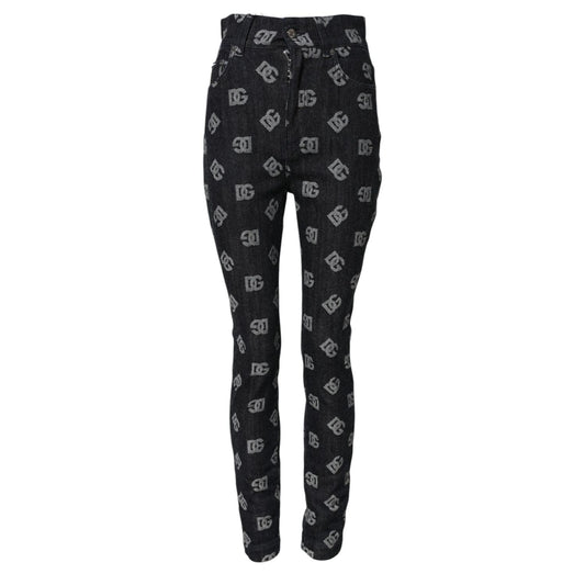 Dolce & Gabbana Black DG Logo High Waist Skinny Denim Jeans