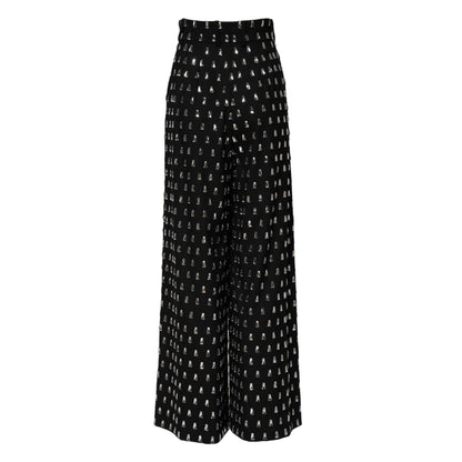 Dolce & Gabbana Black Crystal Embellished Wide Leg Pants