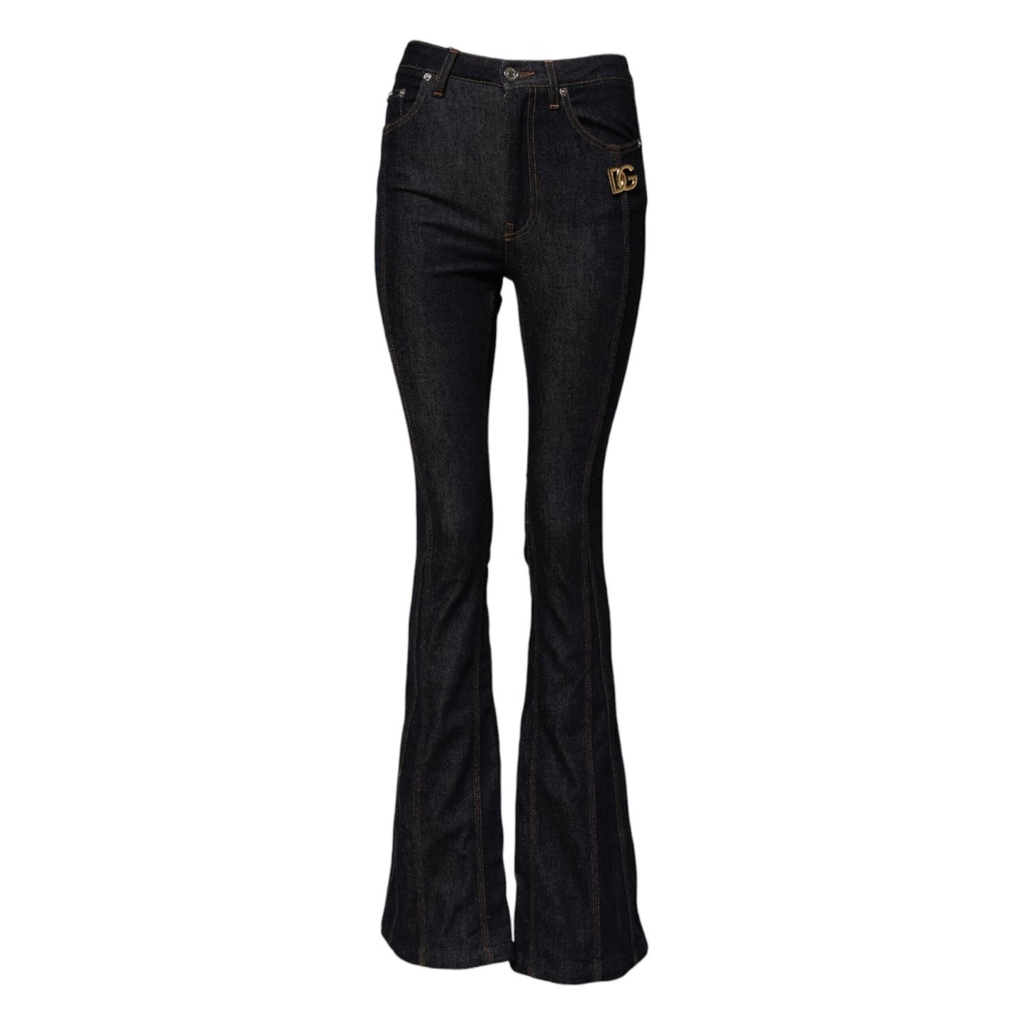 Dolce & Gabbana Black Cotton Mid Waist Bootcut Denim Jeans PAN75537-38