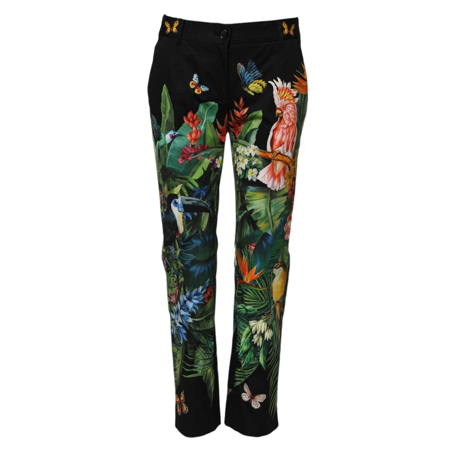 Dolce & Gabbana Black Cotton Tropical Mid Waist Pants PAN75960-40