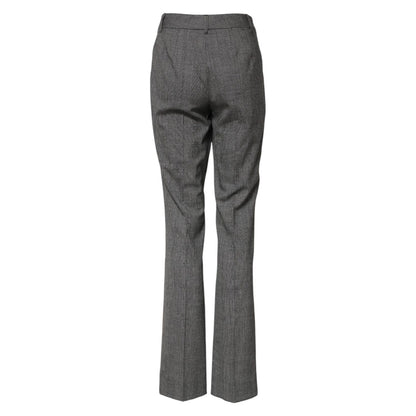 Dolce & Gabbana Gray Checkered High Waist Flared Pants