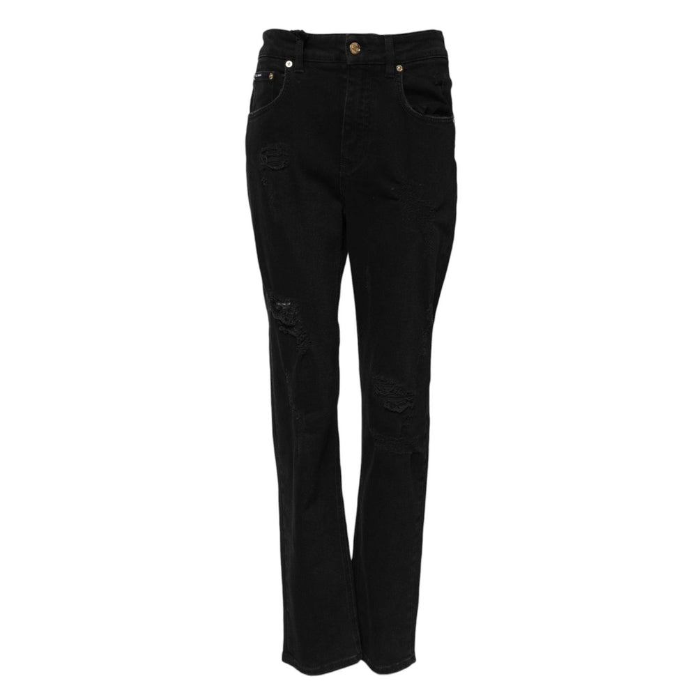 Dolce & Gabbana Black Boyfriend Cotton Flared Denim Jeans PAN76487-38