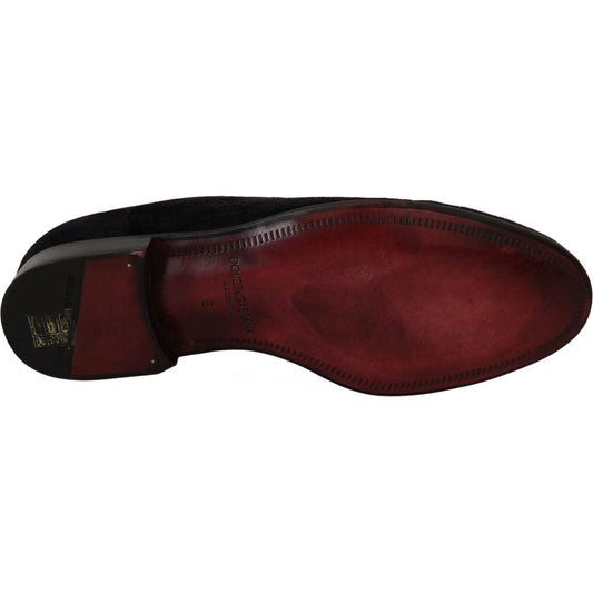 Dolce & Gabbana Elegant Black Loafers with Gold Crown Embroidery Dolce & Gabbana Black