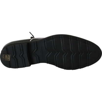 Dolce & Gabbana Black Leather White Line Dress Derby Shoes