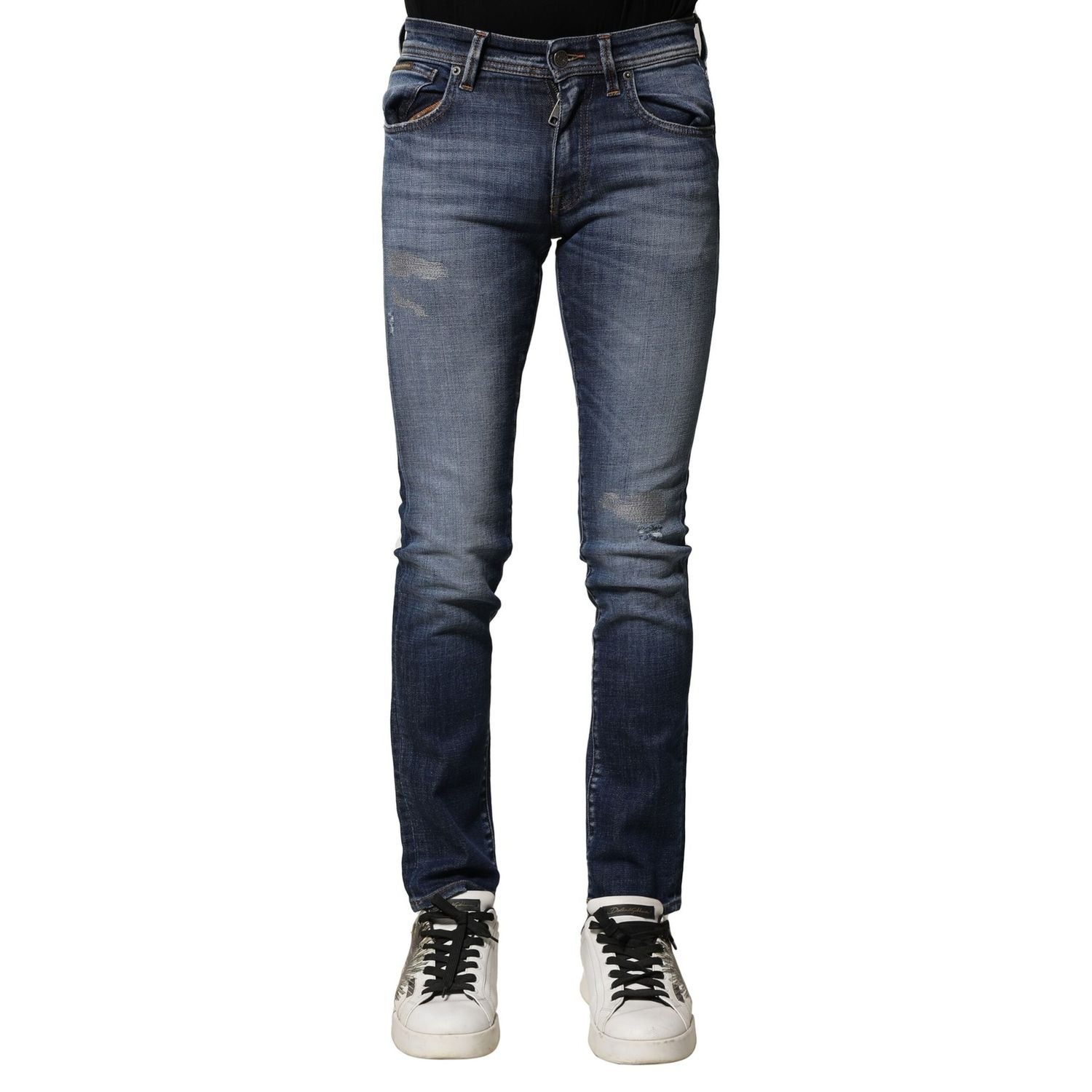 Dolce & Gabbana Blue Washed Cotton Slim Fit Men Denim Jeans