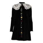 Dolce & Gabbana Black Velvet Lace Collared Embellished Dress DR81773-36