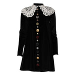 Dolce & Gabbana Black Velvet Lace Collared Embellished Dress DR81773-36