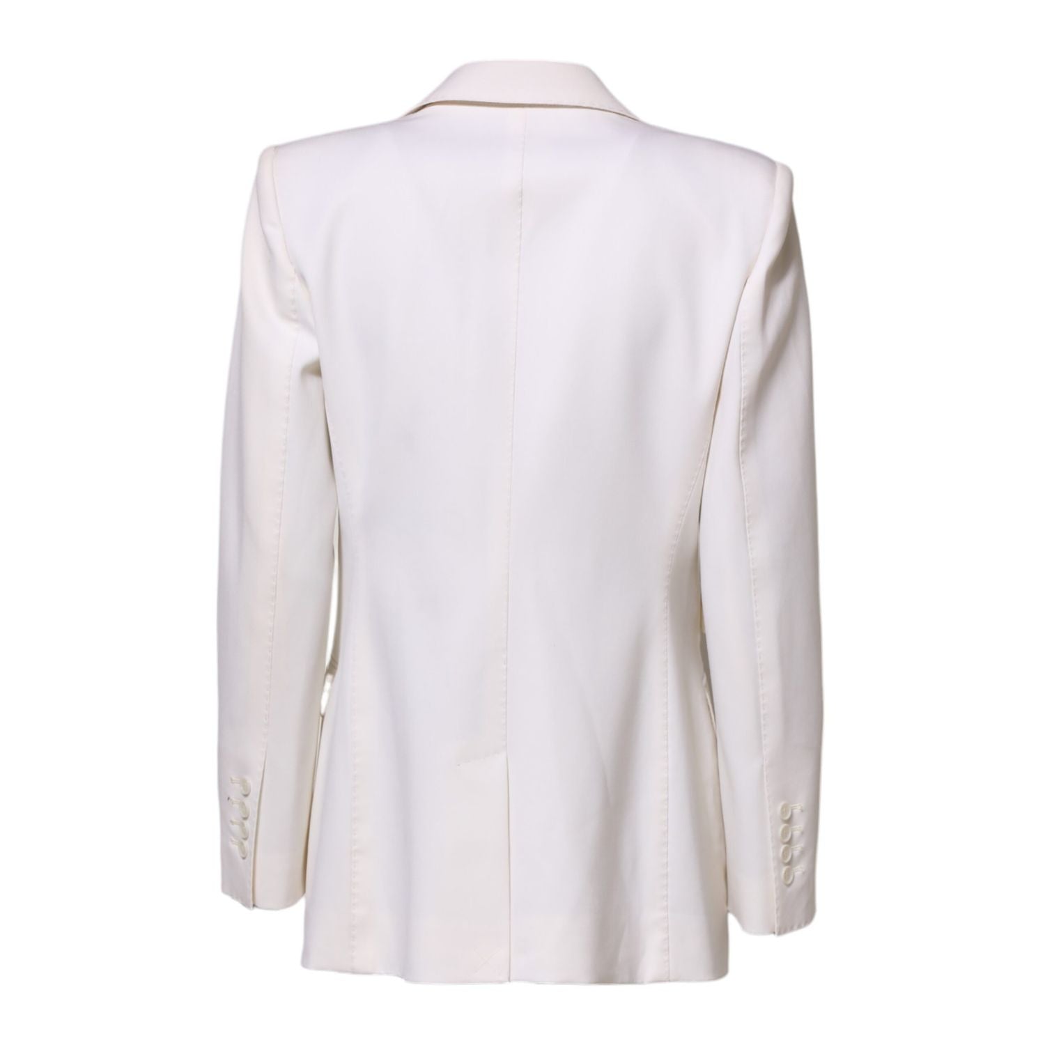 Dolce & Gabbana White Wool Single Breasted Women Coat Jacket