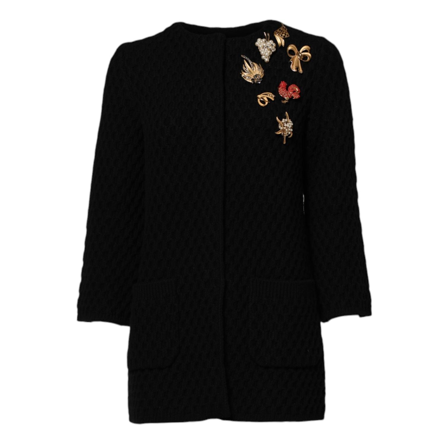 Dolce & Gabbana Black Cashmere Quilted Embellished Jacket