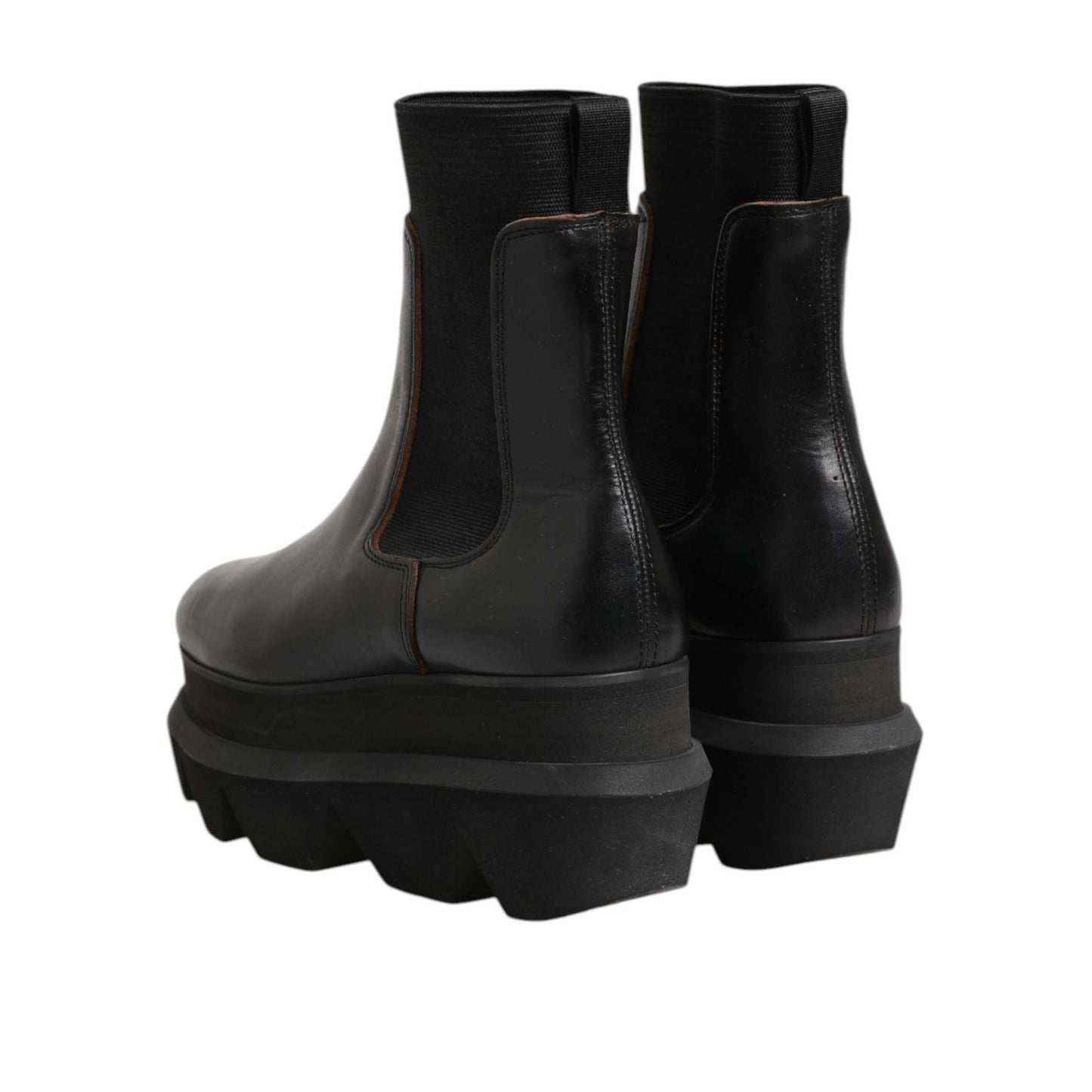 Sacai Black Chelsea Leather Pull On Women Ankle Boots Shoes