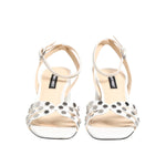 Nine West White Block Heeled Studded Wrap Strap Sandals Shoes