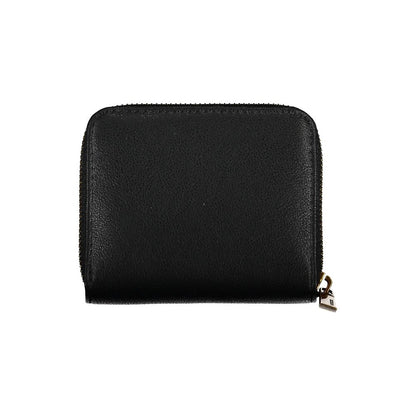 Guess Jeans Black Polyethylene Wallet with zip closure, card spaces, and coin purse for secure storage.