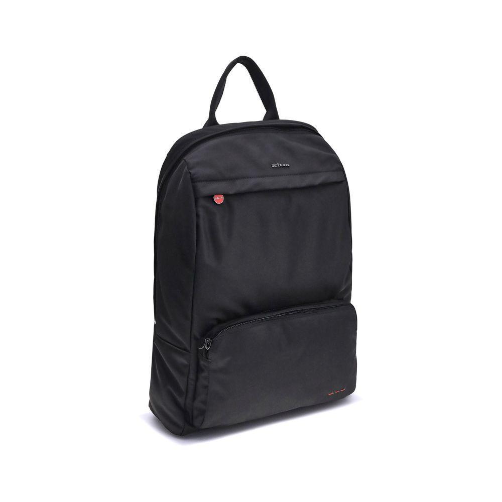 Front view with bag zipped and handles upright.