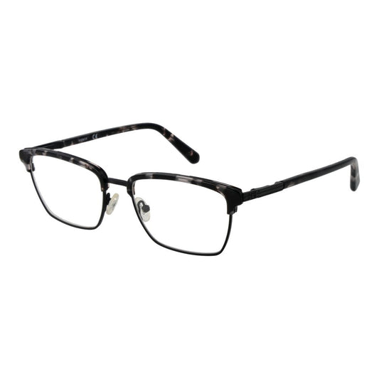 Guess Black Men Glasses Frame, black metal full-rim browline with demo lenses, spring hinge, includes branded case.