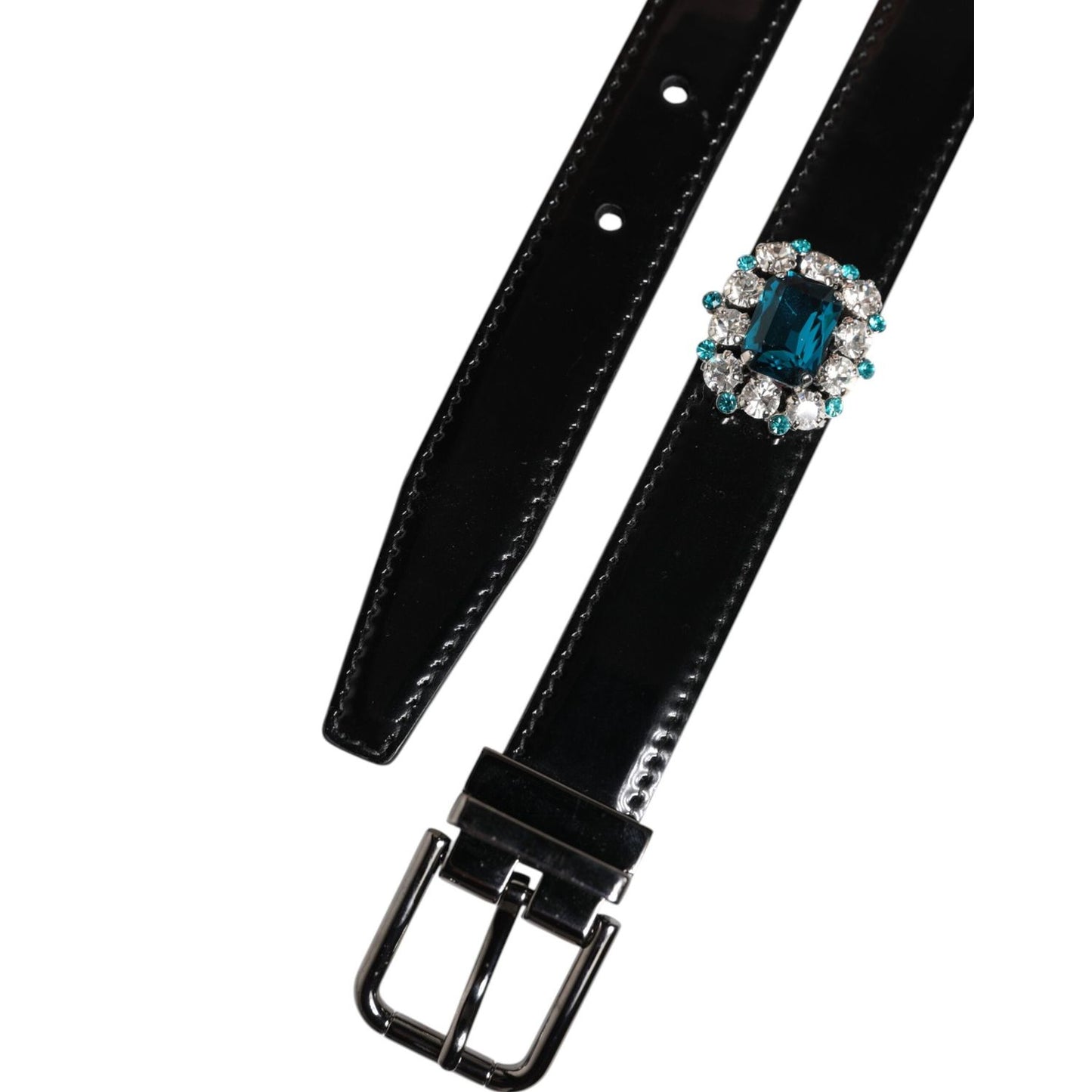 Dolce & Gabbana Black Embellished Metal Logo Buckle Belt BEL9405-90