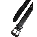 Dolce & Gabbana Black Studded Leather Metal Logo Buckle Belt BEL9407-90