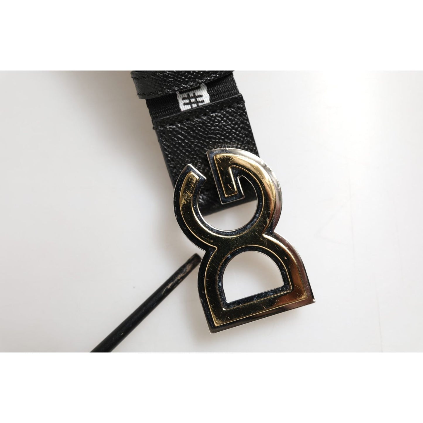Dolce & Gabbana Black Cotton Gold Tone Metal DG Buckle Belt BEL9476-90