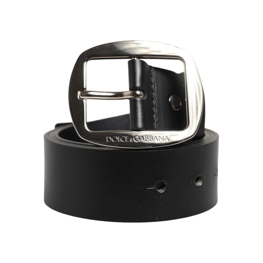 Dolce & Gabbana Black Leather Classic Metal Buckle Belt